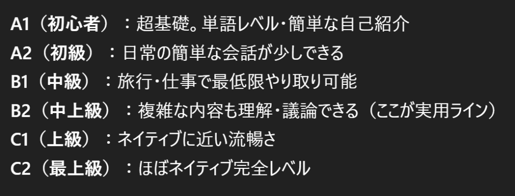 CEFRスコアの基準