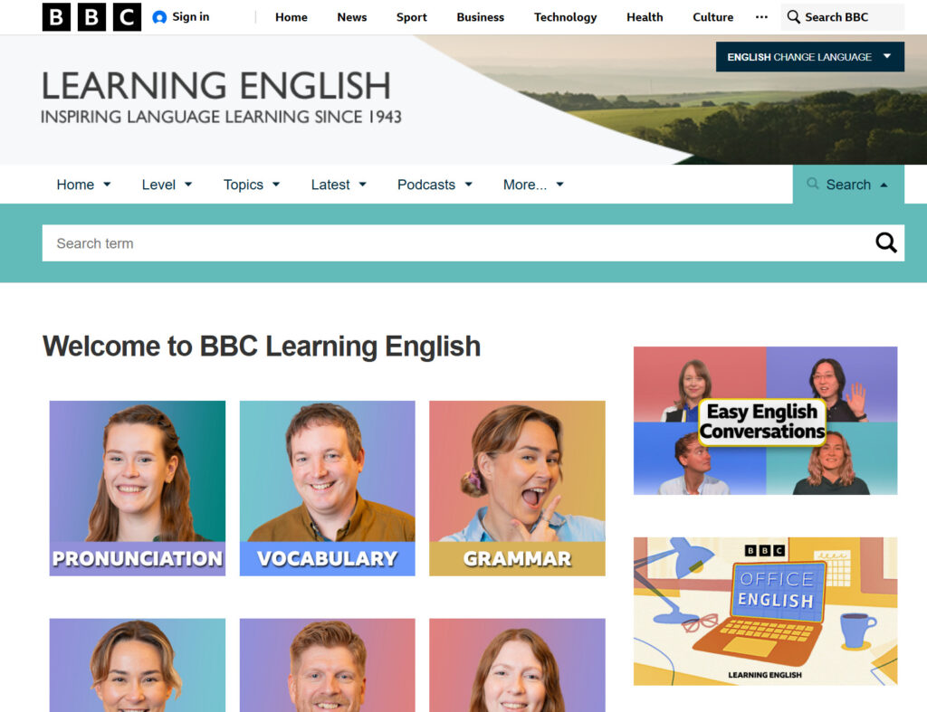 BBC Learning Englishの公式ホームページ